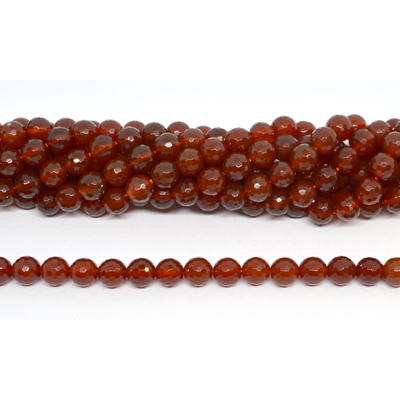 Carnelian Faceted Round 8mm heat treated strand 48 beads