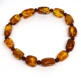 Amber bracelet nugget 9x13mm plus 4mm round-beads incl pearls-Beadthemup