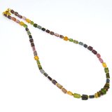 Watermelon Tourmaline rectangle approx 6x4mm plus rondel  gold plated 925 neckla-beads incl pearls-Beadthemup