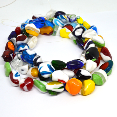 Retro multi  colour glass beads size approx 15-20mm approx 40cm strand