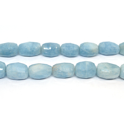 Aquamarine Faceted Barrel approx 13x18mm strand from 21 beads
