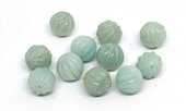 Carved Amazonite Round 10mm EACH BEAD-beads incl pearls-Beadthemup