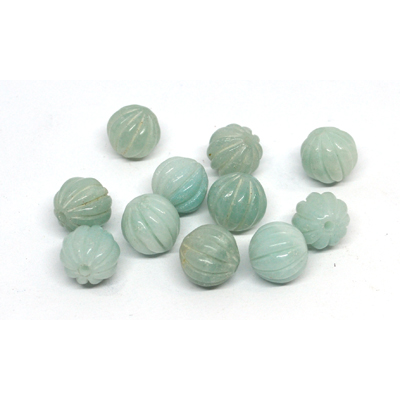 Carved Amazonite Round 10mm EACH BEAD