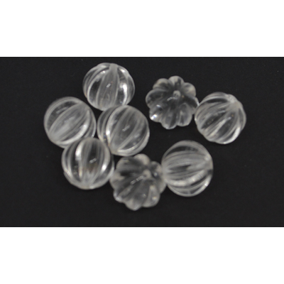 Clear Quartz Carved Round 12mm EACH BEAD