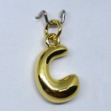 C Bubble Letter Charm 13mm EXCL rings Gold plated Letter Pendant 1 pack-findings-Beadthemup