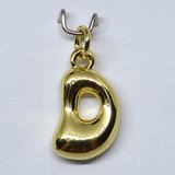 D Bubble Letter Charm 13mm EXCL rings Gold plated Letter Pendant 1 pack-findings-Beadthemup