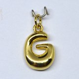 G Bubble Letter Charm 13mm EXCL rings Gold plated Letter Pendant 1 pack-findings-Beadthemup