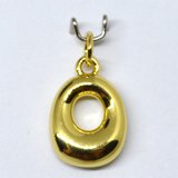 O Bubble Letter Charm 13mm EXCL rings Gold plated Letter Pendant 1 pack-findings-Beadthemup