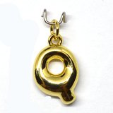 Q Bubble Letter Charm 13mm EXCL rings Gold plated Letter Pendant 1 pack-findings-Beadthemup
