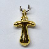 T Bubble Letter Charm 13mm EXCL rings Gold plated Letter Pendant 1 pack-findings-Beadthemup
