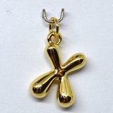 X Bubble Letter Charm 13mm EXCL rings Gold plated Letter Pendant 1 pack-findings-Beadthemup