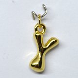 Y Bubble Letter Charm 13mm EXCL rings Gold plated Letter Pendant 1 pack-findings-Beadthemup