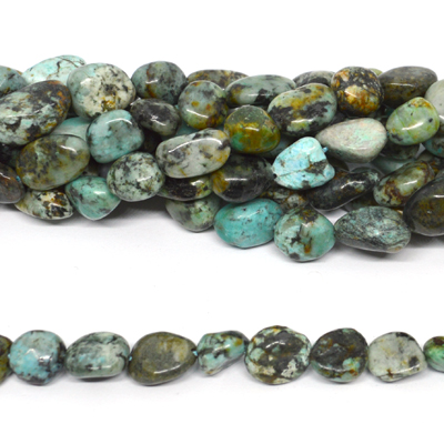 African Turquoise nugget Polished 10x8mm strand 38 beads