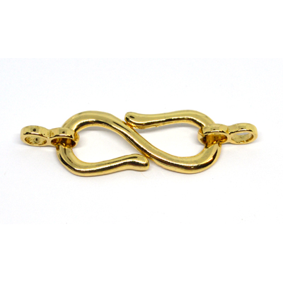 S Clasp 25x15mm plus rings 18k Gold plated brass 1 pack anti tarnish