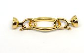 Clasp Oval with opening bails 50mm long 18k Gold plated brass 1 pack anti tarnis-findings-Beadthemup