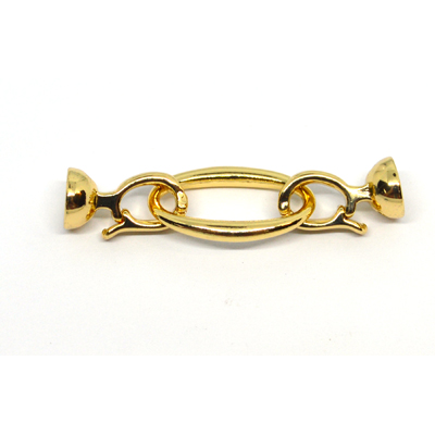 Clasp Oval with opening bails 50mm long 18k Gold plated brass 1 pack anti tarnis