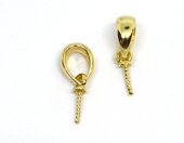 Bail with Pin Bail 10x4mm 18k gold plated brass 2 pack anti tarnish-findings-Beadthemup