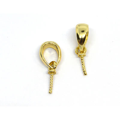 Bail with Pin Bail 10x4mm 18k gold plated brass 2 pack anti tarnish