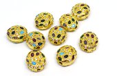 Multi colour CZ bead oval 14x12mm 18k gold plated brass 1 Pack-findings-Beadthemup