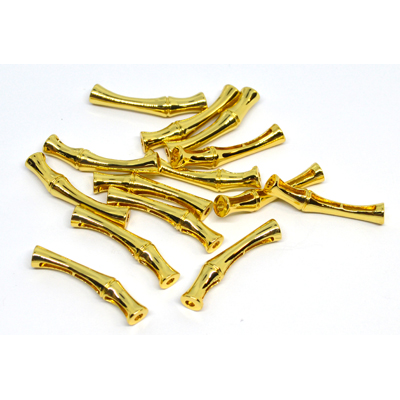 Curved Tube 30x5mm 18k gold plated brass 2 pack