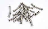 Curved Tube 30x5mm platinum plated brass 2 pack-findings-Beadthemup