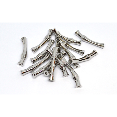 Curved Tube 30x5mm platinum plated brass 2 pack