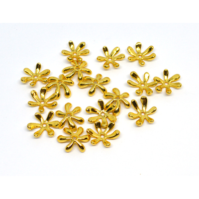 Flower bubble cap 10x12mm 18k gold plated brass 4 pack