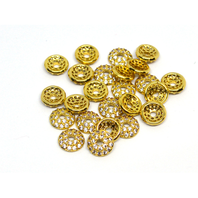 CZ Cap  6mm 18k gold plated brass 2 pack