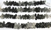Rutile Quartz Faceted briolette 8.5x10mm 55 beads -beads incl pearls-Beadthemup