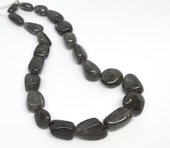LAST STRAND  Black Rutile polished nugget 15-23mm 22 beads-beads incl pearls-Beadthemup