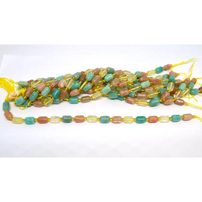 Multi stone Amaz moon Lemon barrel 6x9mm strand 17 beads