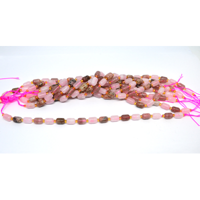 Multi stone pink light barrel 6x9mm strand 17 beads