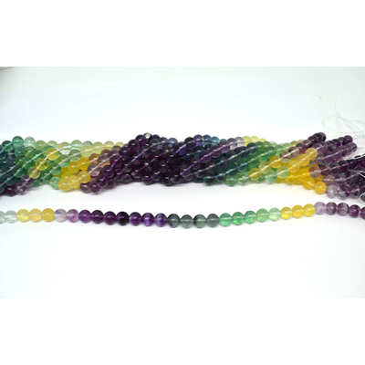 Rainbow Fluorite polished round 8mm strand 43 beads