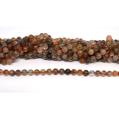 Black Super 7 polished round 8mm strand 50 beads