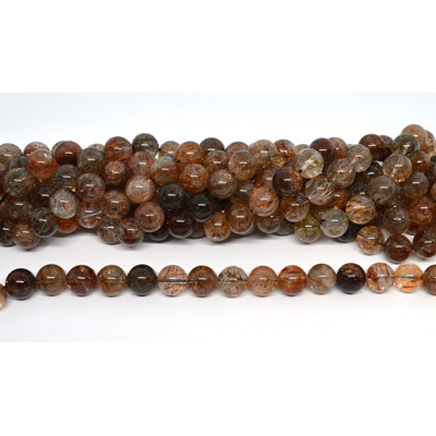 Black Super 7 polished round 10mm strand 39 beads