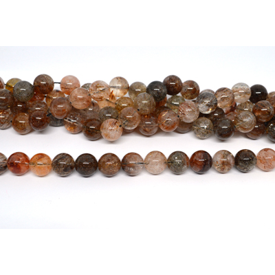 Black Super 7 polished round 12mm strand 32 beads