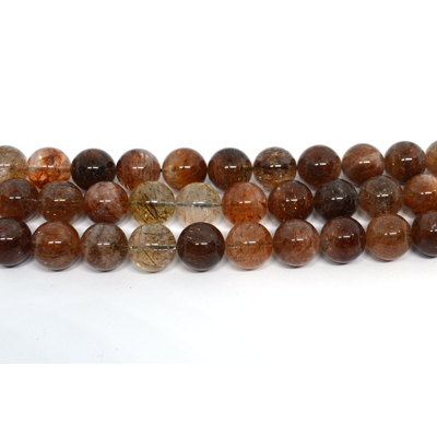 Black Super 7 polished round 14mm strand 28 beads