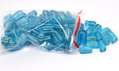 Glass Beads Aqua rectangle 15mm mix bag 150gm 90 plus-beads incl pearls-Beadthemup