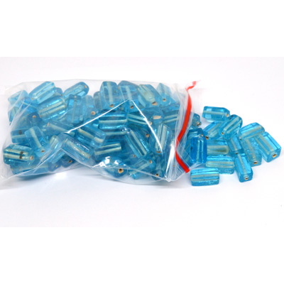 Glass Beads Aqua rectangle 15mm mix bag 150gm 90 plus
