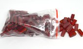 Glass Beads Red rectangle 15mm mix bag 150gm 90 plus-beads incl pearls-Beadthemup
