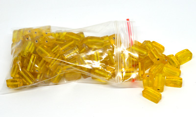 Glass Beads Yellow rectangle 15mm mix bag 150gm 90 plus