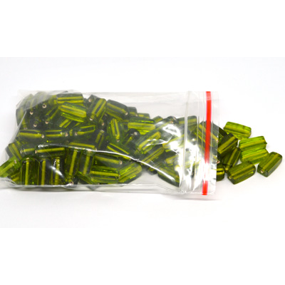 Glass Beads Green rectangle 15mm mix bag 150gm 90 plus