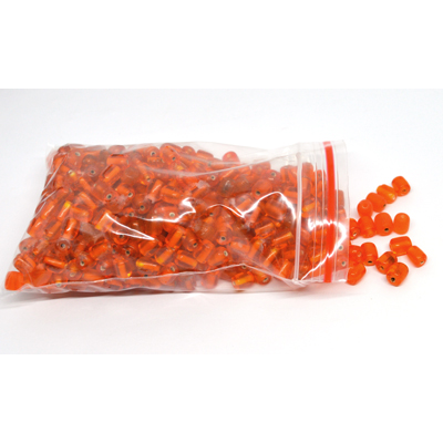 Glass Beads Orange 7x5mm tube bag 50gm 400 plus