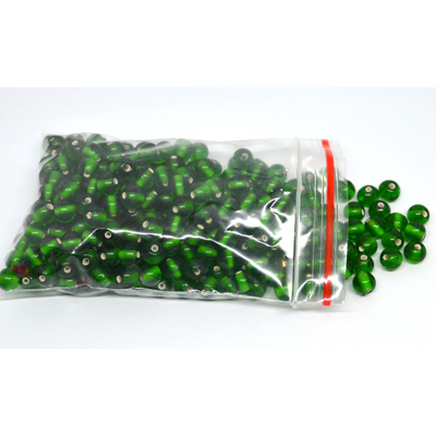 Glass Beads Green 7mm round bag 150gm 200 plus