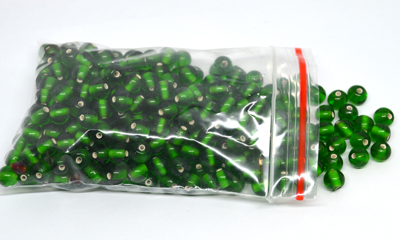 Glass Beads Green 7mm round bag 150gm 200 plus