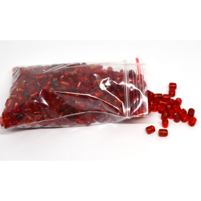 Glass Beads Red 7x5mm tube bag 150gm 400 plus