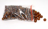 Glass Beads Brown 7x5mm tablet/heshi bag 150gm 250 plus-beads incl pearls-Beadthemup