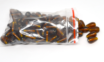 Glass Beads Brown 16x10mm Teardrop bag 150gm 60 plus