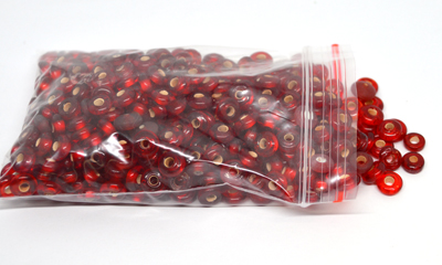 Glass Beads Red 7x5mm tablet/heshi bag 150gm 250 plus