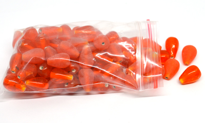Glass Beads Orange 16x10mm Teardrop bag 150gm 60 plus